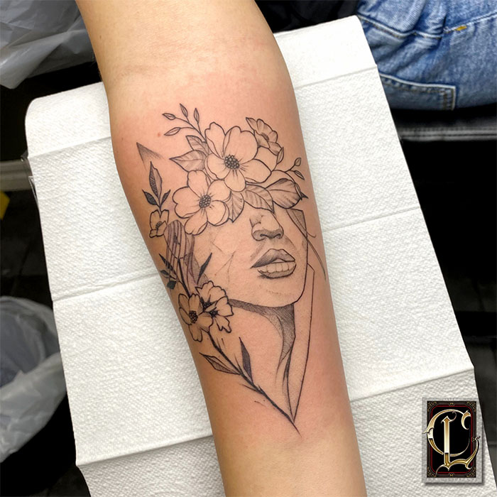 Tattoo Flower and Face