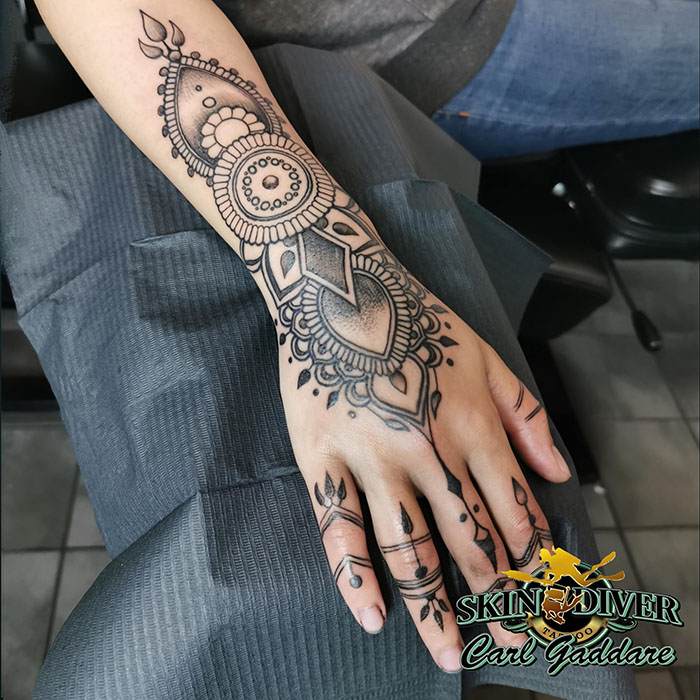 Tattoo Mandala Lower Arm and Hand Tattoo